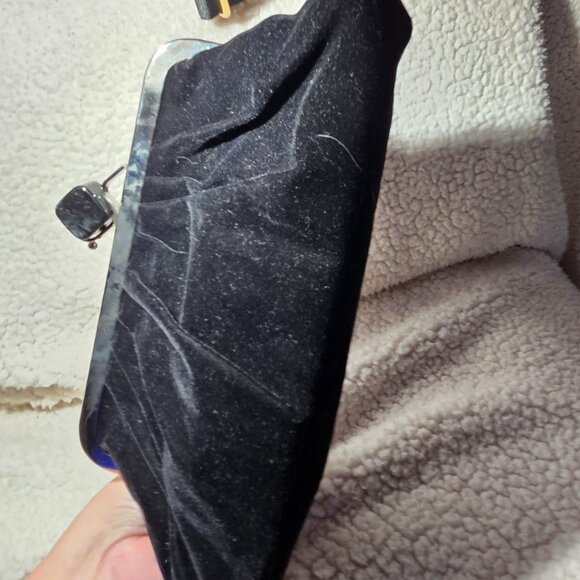 Leko London Black Velvet Clutch – Metal Frame, Decorative Clasp - Picture 6 of 8